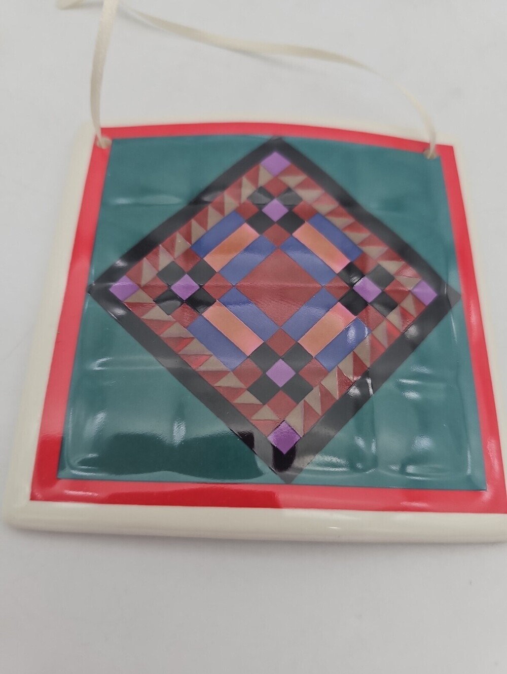 Celebration of American Quilts Ceramic Tiles Amish Diamond in the Square 1997
